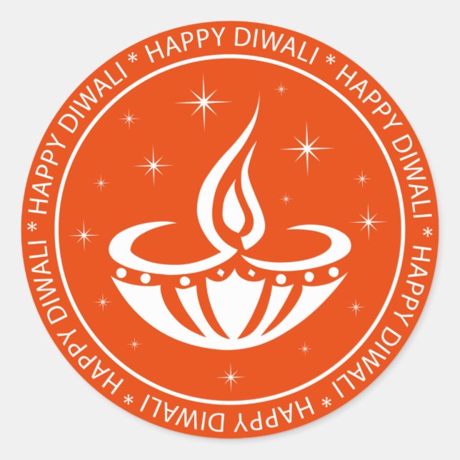 Redonda Pegatina Diwali (Anverso)
