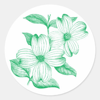Redonda Pegatina Dogwood