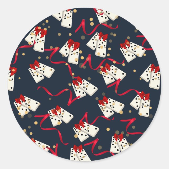 Redonda Pegatina Domino - Azul (Anverso)