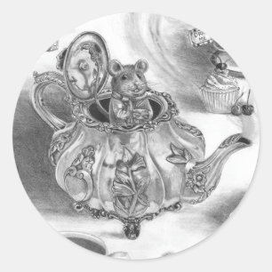 Redonda Pegatina Dormouse Alicia, Pegatina de la tierra de