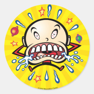 Redonda Pegatina dos del logotipo del dibujo animado del
