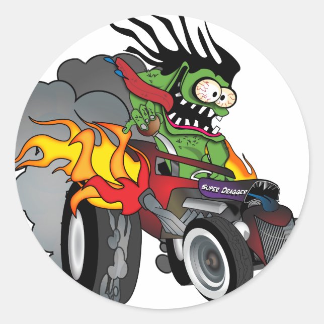 Redonda Pegatina Dragger (Anverso)