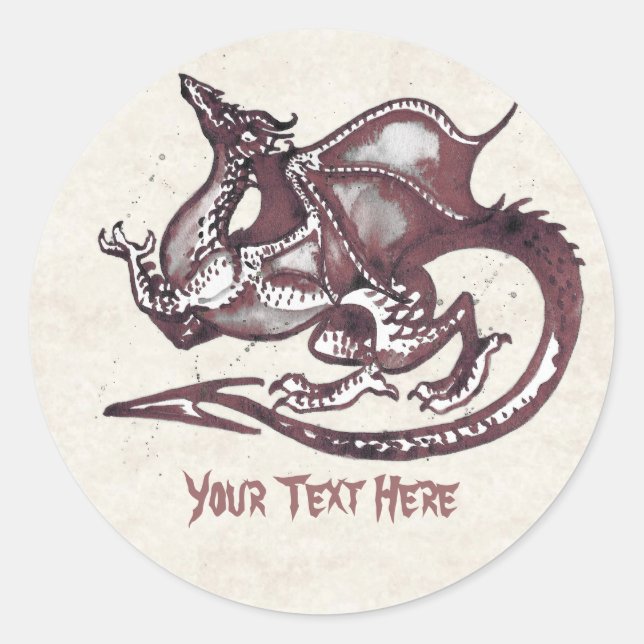 Redonda Pegatina Dragon (Anverso)