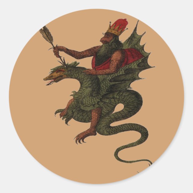 Redonda Pegatina Dragon (Anverso)