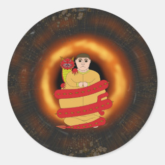 Redonda Pegatina Dragon Fat Dude