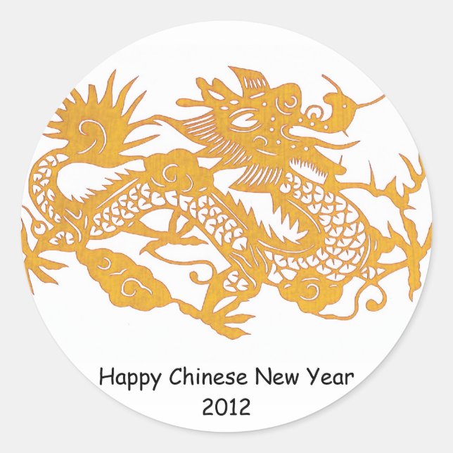 Redonda Pegatina Dragon Gold (Anverso)