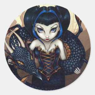 Redonda pegatina "Dragón oscuro"