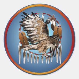 Redonda Pegatina Dreamcatcher de Hawk Volando