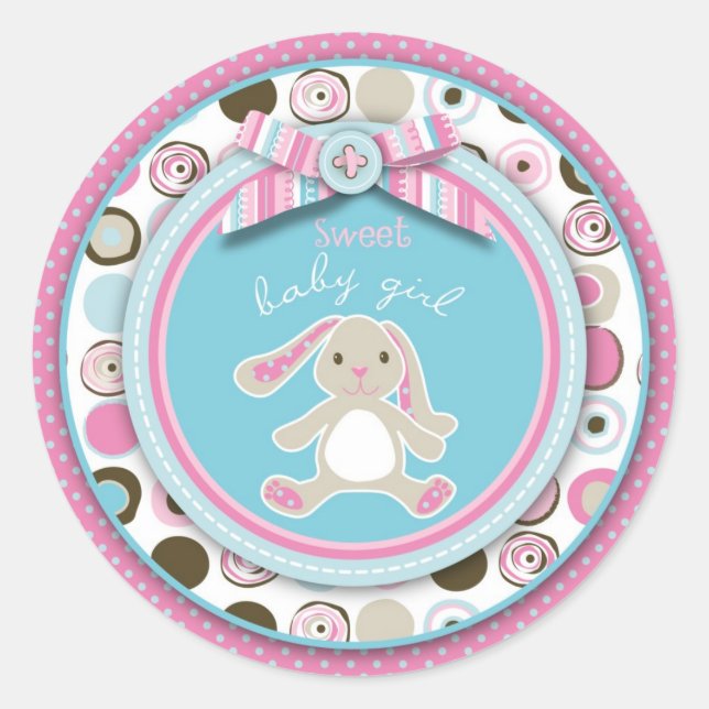 Redonda Pegatina dulce Bunny (Anverso)
