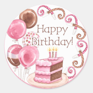 Redonda Pegatina dulce del feliz cumpleaños de los dulces