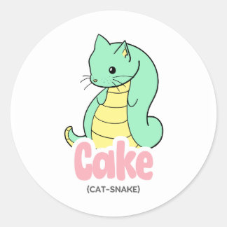 Redonda Pegatina dulce (gato + serpiente)