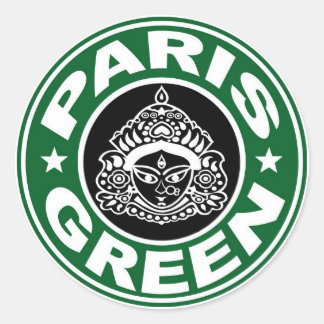 Redonda Pegatina Durga Verde de París