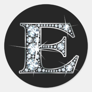 Redonda pegatina "E" Faux-Diamond Bling