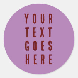 Redonda pegatina edita tu texto aquí morado burdeos