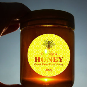 Redonda Pegatina editable de Honey Jar Labels