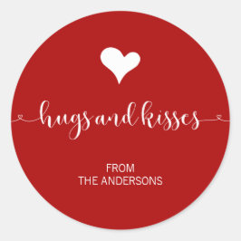 Redonda Pegatina El día de San Valentín de abrazos y besos