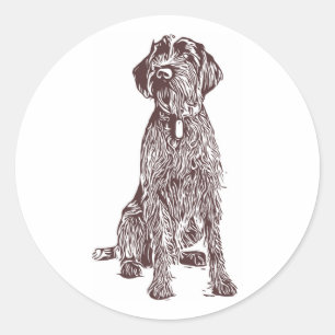 Redonda Pegatina el señalar Griffon Wirehaired
