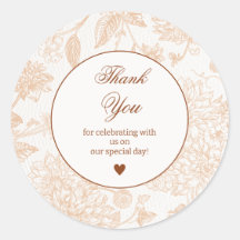 Pegatina elegante de agradecimiento floral beige m
