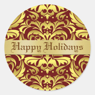 Redonda Pegatina elegante de sobres de Happy Holidays Dama