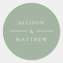 Redonda pegatina elegante de verano verde boda