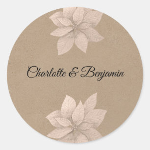 Redonda Pegatina elegante real boho beige