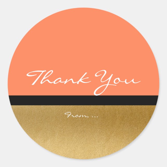 Redonda Pegatina elegante y glamurosa moderna de coral y d (Anverso)