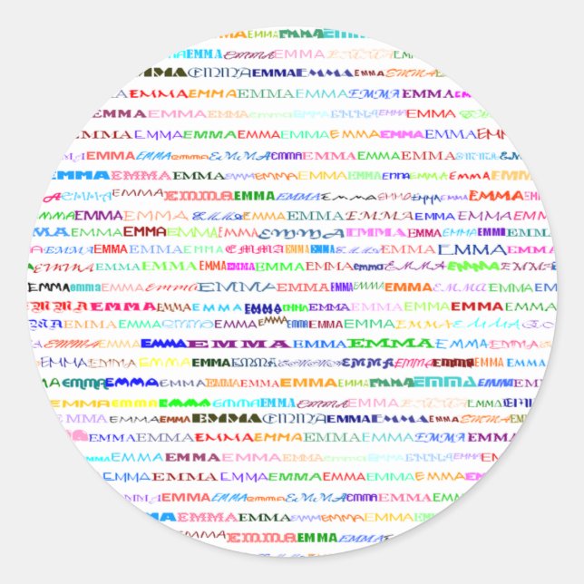 Redonda Pegatina Emma Text Design II (Anverso)