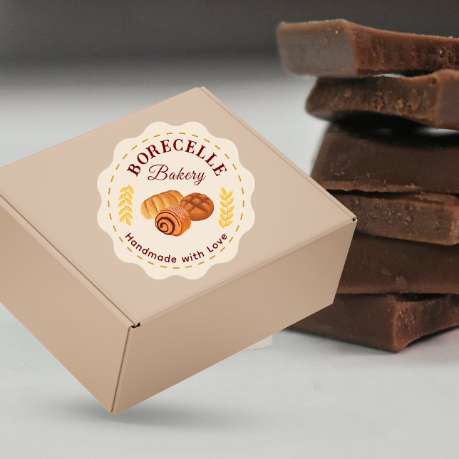 Redonda Pegatina empresarial de Beige Bakery (Subido por el creador)