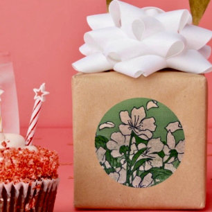 Redonda Pegatina en cascada de Blossom rosa