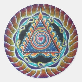 Redonda Pegatina en espiral del corazón de Mandala