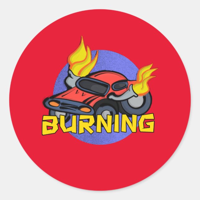 Redonda Pegatina en llamas (Anverso)