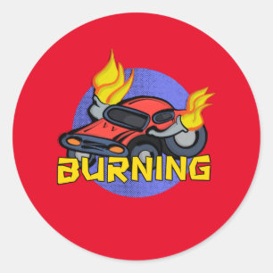 Redonda Pegatina en llamas