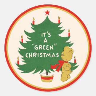 Redonda pegatina "Es un Navidad verde"