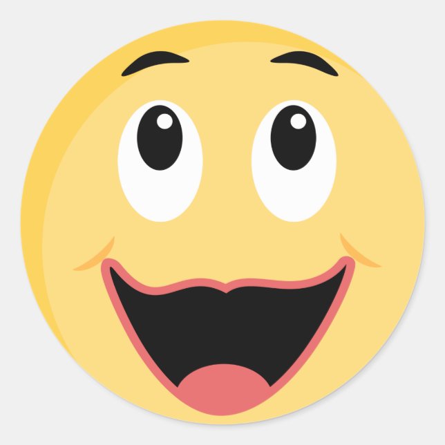 Redonda Pegatina escolar con Emoji facial (Anverso)