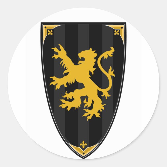 Redonda Pegatina Escudo de Caballeros Medievales (Anverso)
