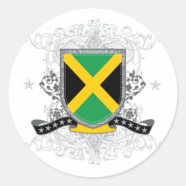 Redonda Pegatina Escudo de Jamaica 2 (Anverso)