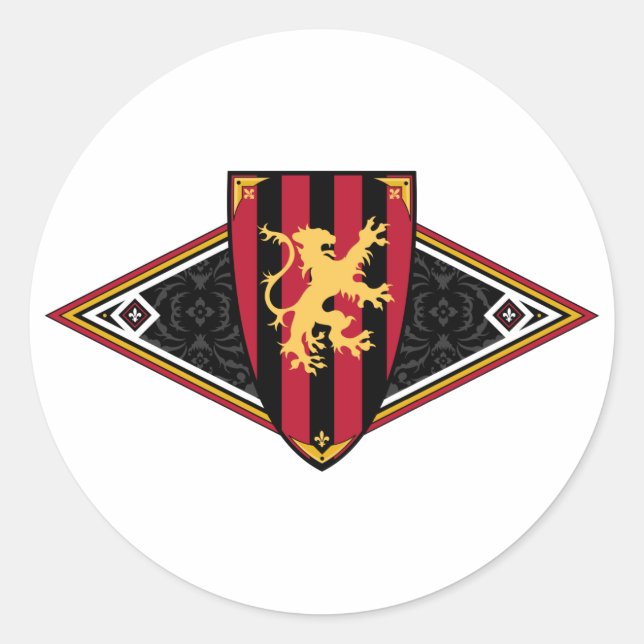 Redonda Pegatina Escudo Medieval (Anverso)