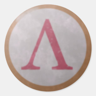 Redonda Pegatina espartano del escudo