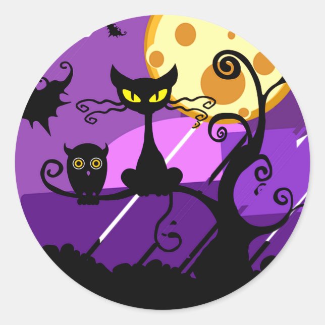Redonda Pegatina espeluznante de Halloween. (Anverso)
