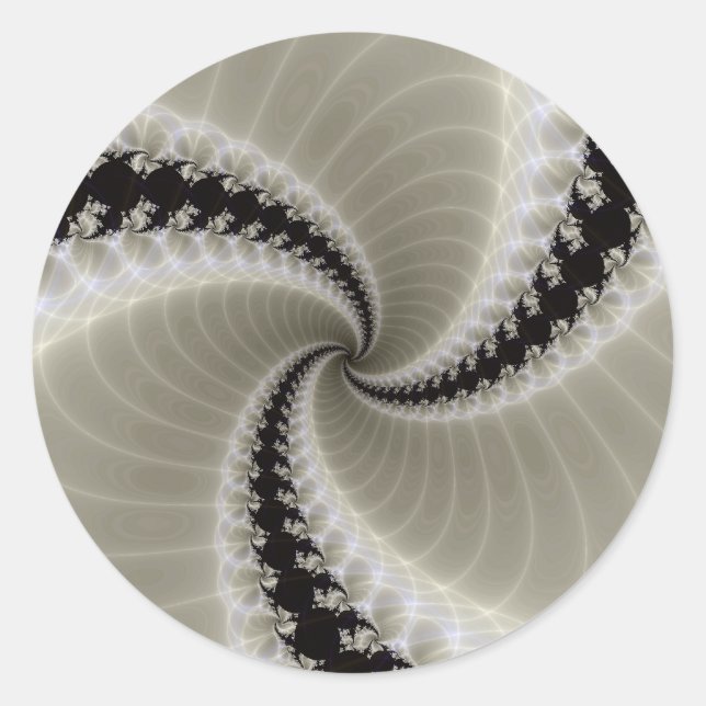 Redonda Pegatina espiral fractal (Anverso)