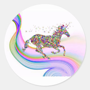 Redonda Pegatina espumoso de unicornio.