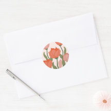 Pegatina estético rojo y rosa redondo rosa