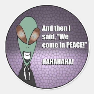 Redonda Pegatina Extranjero - Área 51 Chiste Reptiliano