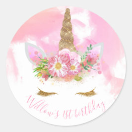 Redonda Pegatina facial de unicornio