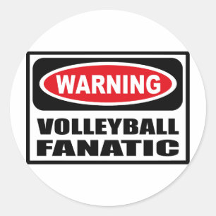 Redonda Pegatina FANÁTICO VOLLEYBALL DE ADVERTENCIA