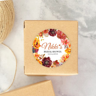 Redonda Pegatina Favor con temática otoñal