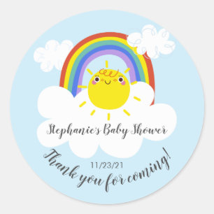 Redonda Pegatina favorito de Baby Shower Rainbow Sunshine