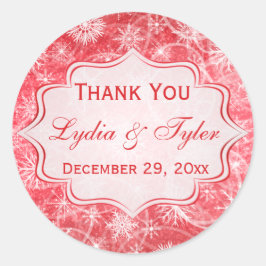 Redonda Pegatina favorito de la boda de los copos de nieve