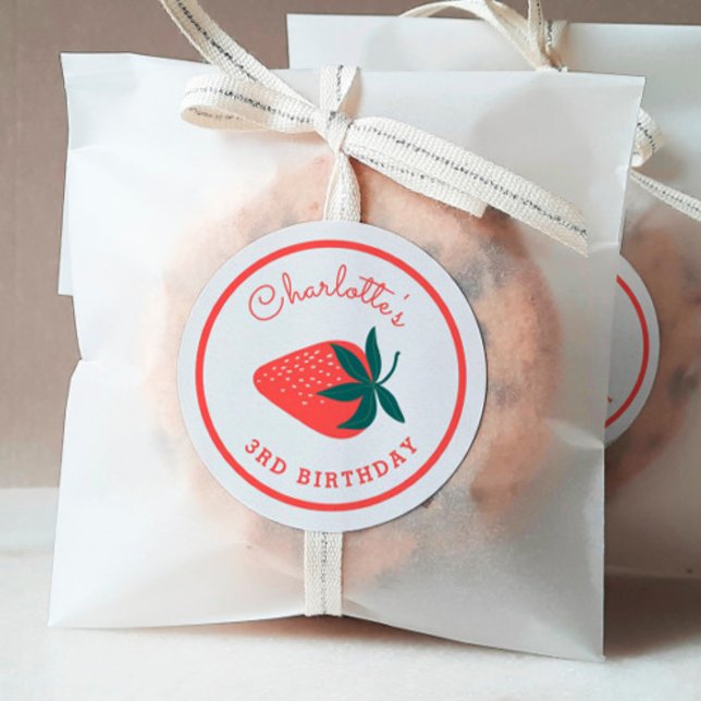 Redonda Pegatina favorito de la ronda de fresas rojas (Subido por el creador)