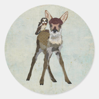 REDONDA PEGATINA FAWN & OWL